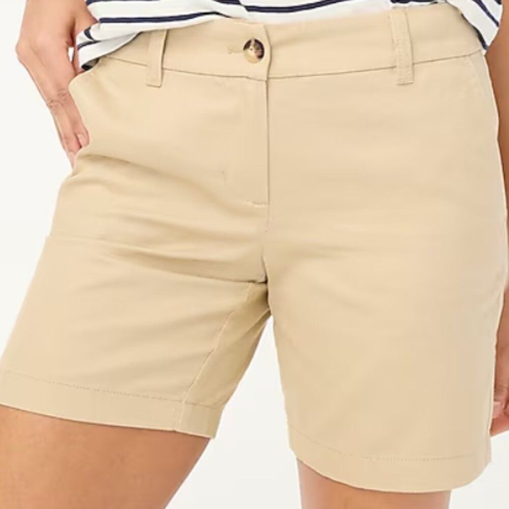 J CREW Women's 7" Classic Chino Short 100% Cotton Beach Khaki Size 8 NWT